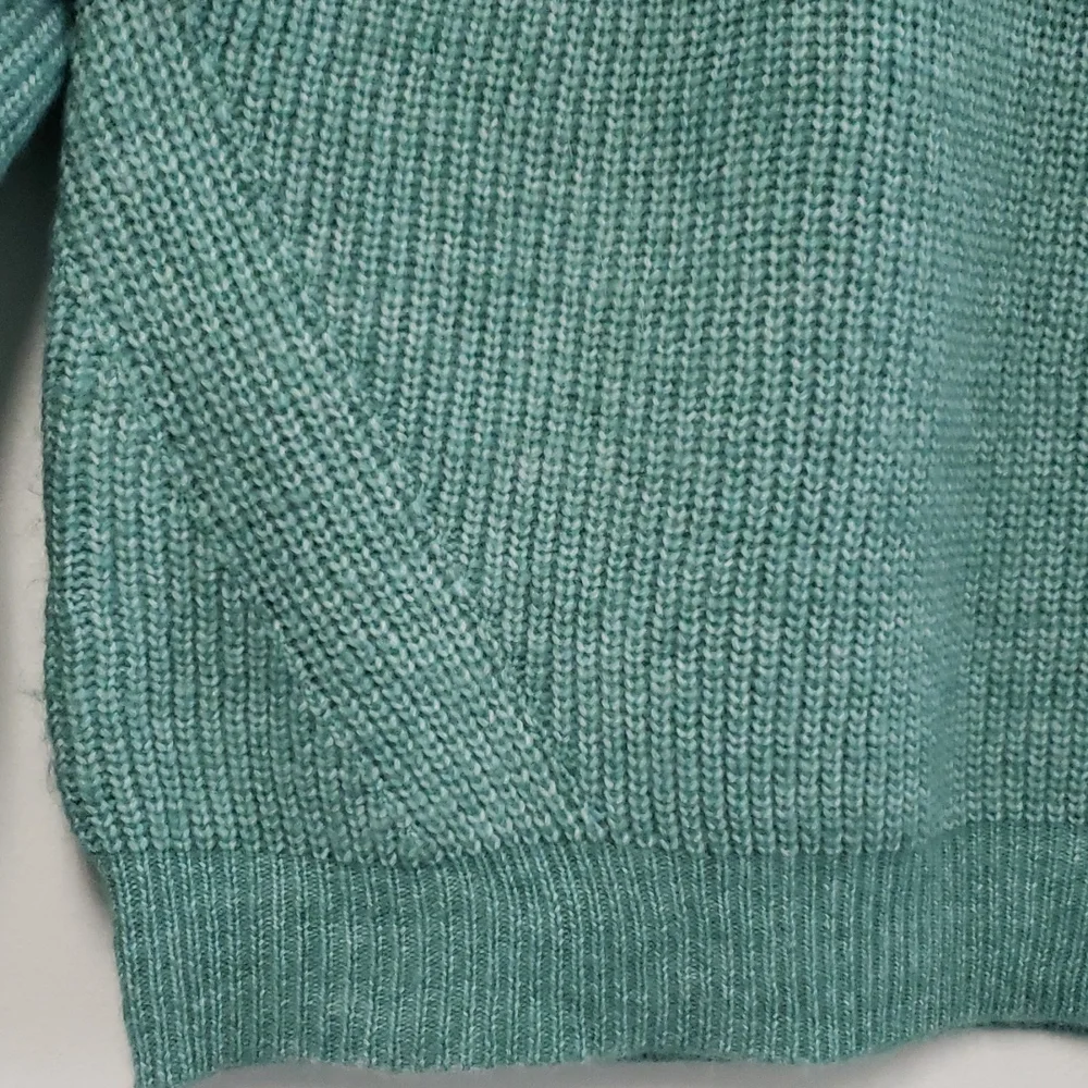 Slouchy Teal Knit Pullover‎ Sweater With Front Cut-outs Casual Unique Size XL